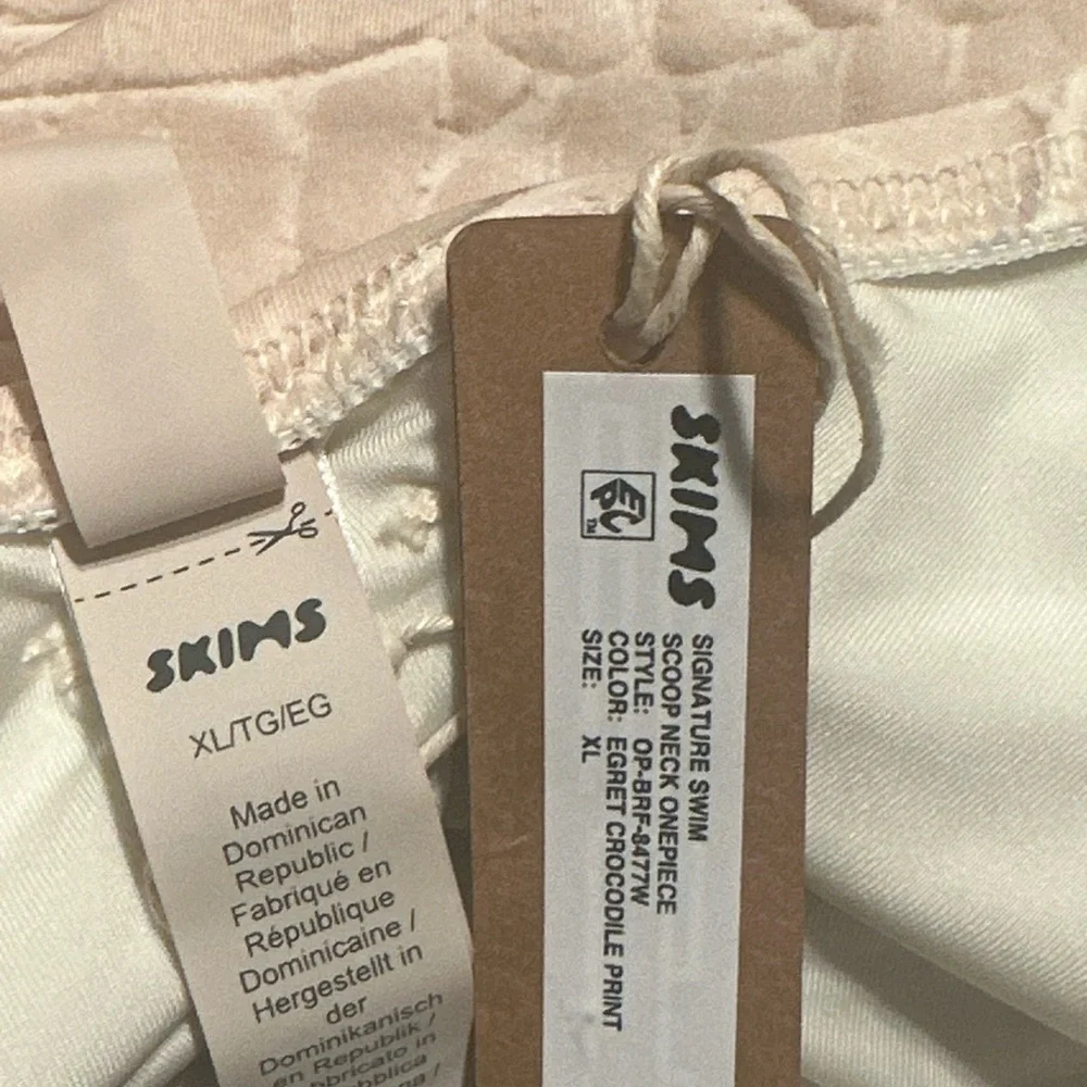 SKIMS Egret Crocodile Print Recycled Swim Scoop Neck One Piece *NWT